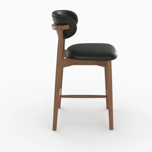 Lot de 2 chaises pour ilot central 64,5 cm en cuir synthétique noir - Yuna