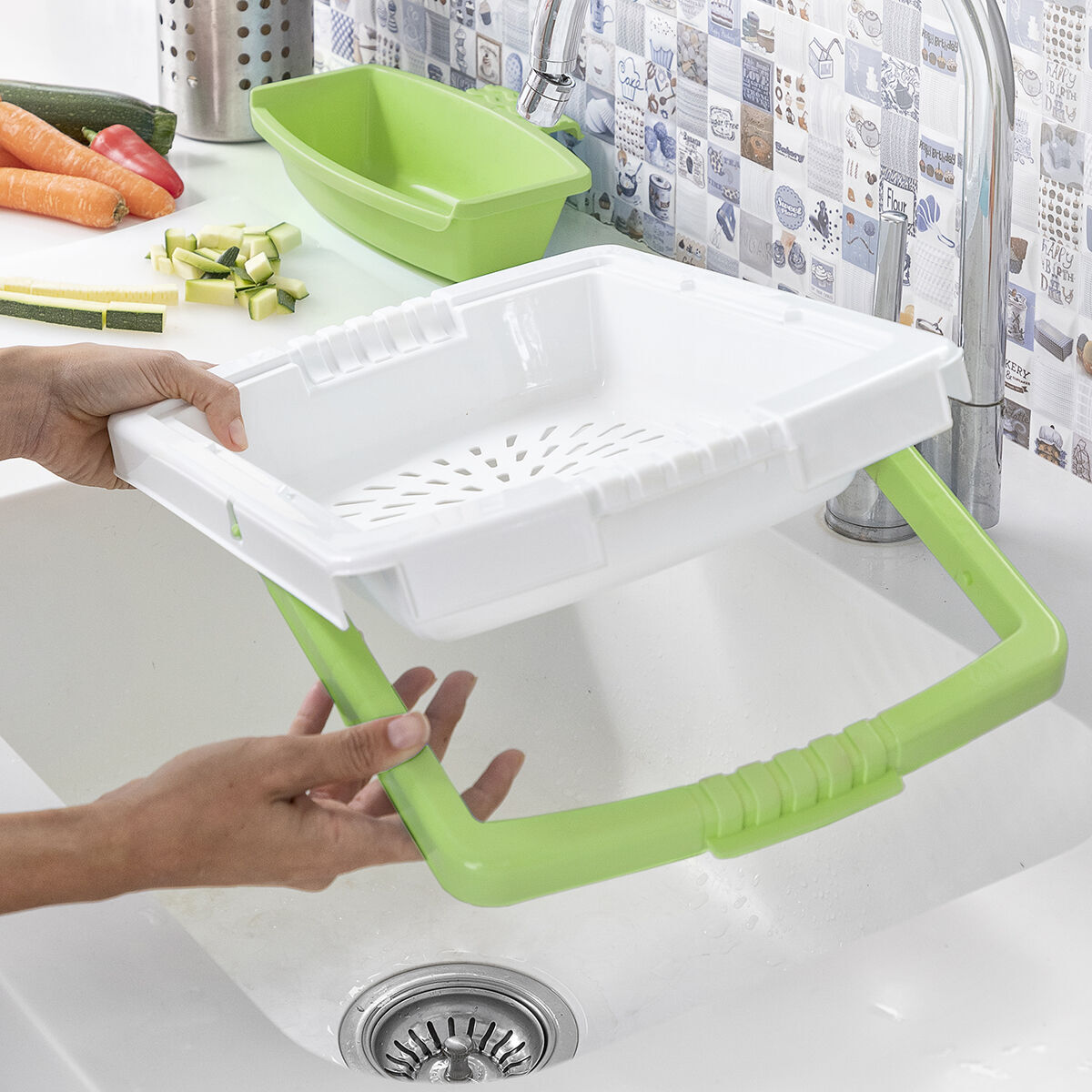 Tagliere Allungabile con Vassoio, Contenitore e Scolapasta 3 in 1 PractiCut InnovaGoods