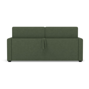Julia - canapé 3 places convertible couchage quotidien matelas 14 cm en tissu - Vert