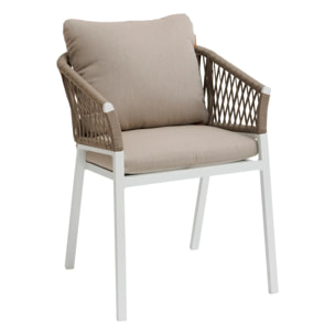 Lot de 2 fauteuils de jardin "Oriengo" taupe & blanc en aluminium et mailles tressées