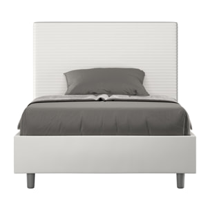 Letto una piazza e mezza con rete imbottito 120x200 similpelle bianco Focus