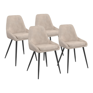 Chaises Olivia en velours taupe et pieds métal noirs - lot de 4