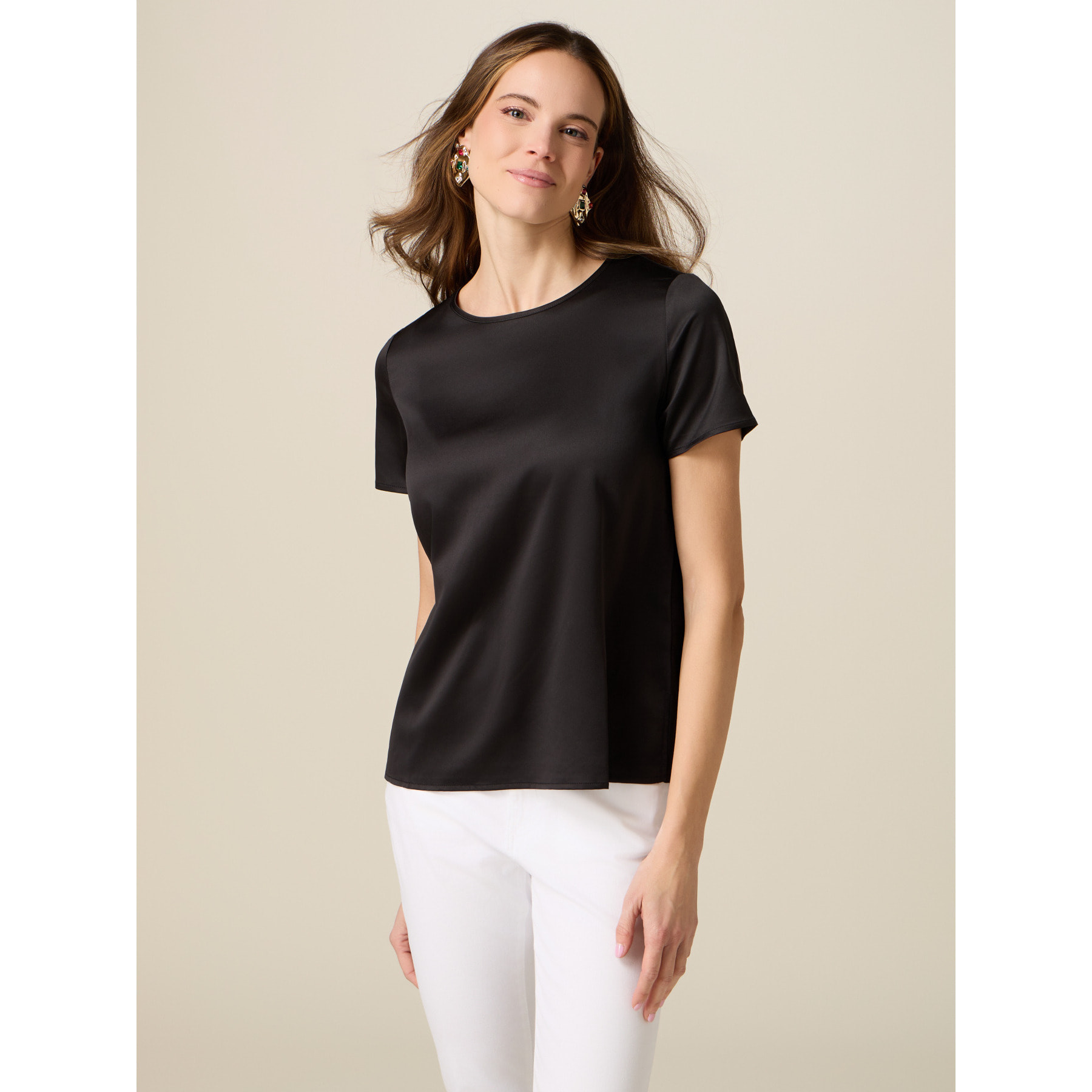 Oltre - T-shirt bimaterica - Nero