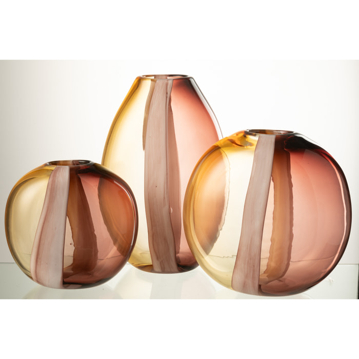 J-Line Vase Arun Verre Marron/Jaune Large