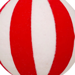 Boule polystyrène rayée D.15cm rouge et blanc