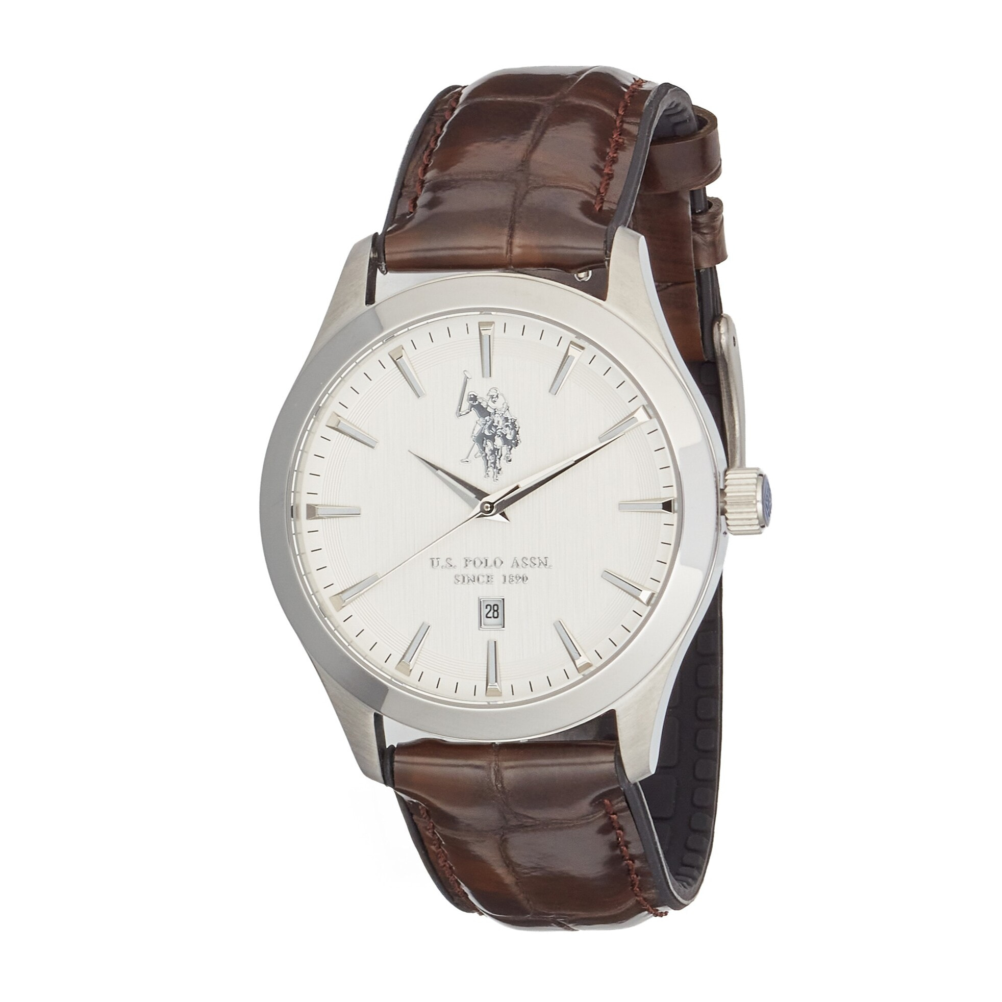 Orologio U.S. Polo Assn. con cinturino in pelle marrone