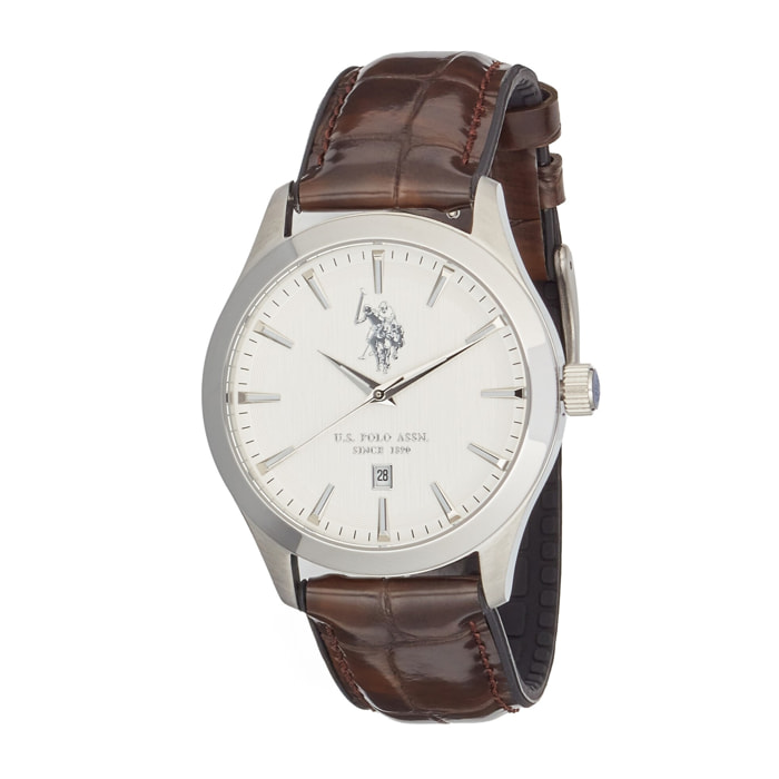 Orologio U.S. Polo Assn. con cinturino in pelle marrone