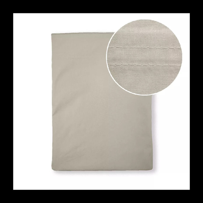 Drap plat percale de coton uni beige La percale francaise lin