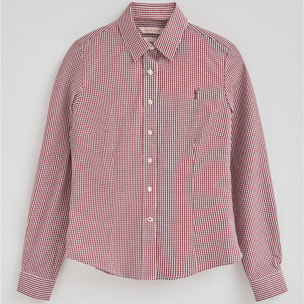 Camicia a quadri vichy borgogna con logo Rigby Go