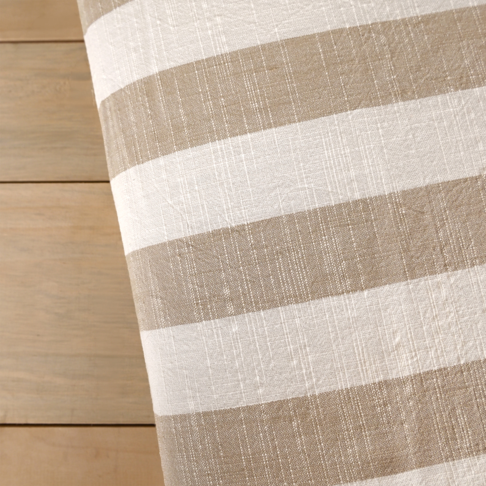 Édredon réversible coton flammé motifs rayures et vichy LOURMARIN - Beige