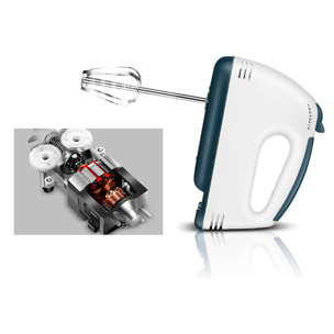 Doble batidora de mano con varillas de 260W, 7 velocidades y función de extracción turbo.
