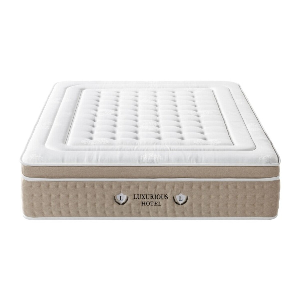 Ensemble matelas Ibiza & sommier déco| 33 cm | Mémoire de forme, gel et ressorts ensachés | Cadre à lattes | Tissu | Gris clair