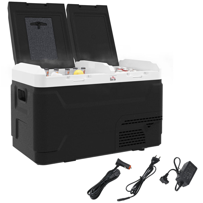 Glacière électrique portable 40L pour voiture - congélateur réfrigérateur 2 zones - LED - noir blanc