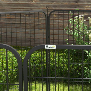 Parque para Mascotas Perros 8 Vallas 79x100 cm Corral Plegable con Puerta y Doble Pestillo Paneles Metálicos Cerca de Entrenamiento Negro