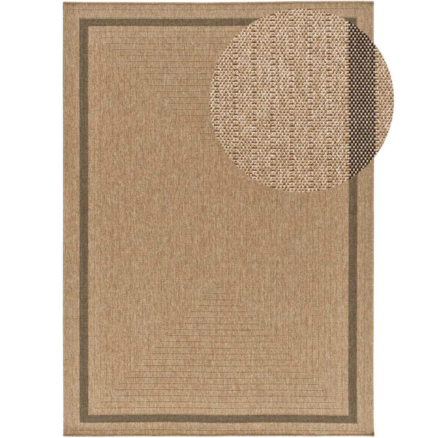 ACRA Alfombra de exterior efecto yute color natural, varias medidas disponibles.