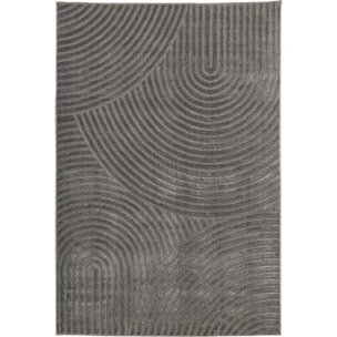 BLOOM - Tapis moderne poils ras motif arc en ciel en relief - Gris