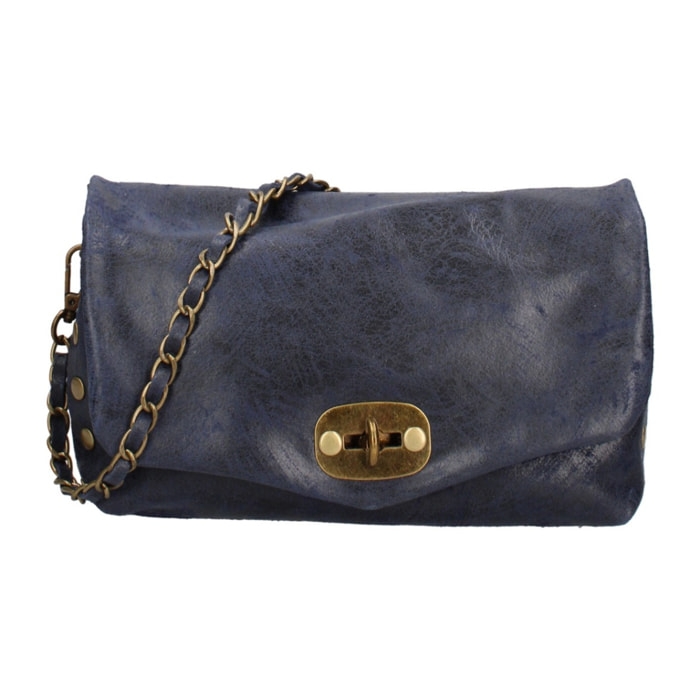 Borsa a tracolla da donna Made in Italy - Modello Floralia Lux - Pelle scamosciata - 25.0 x 15.0 x 11.0 cm