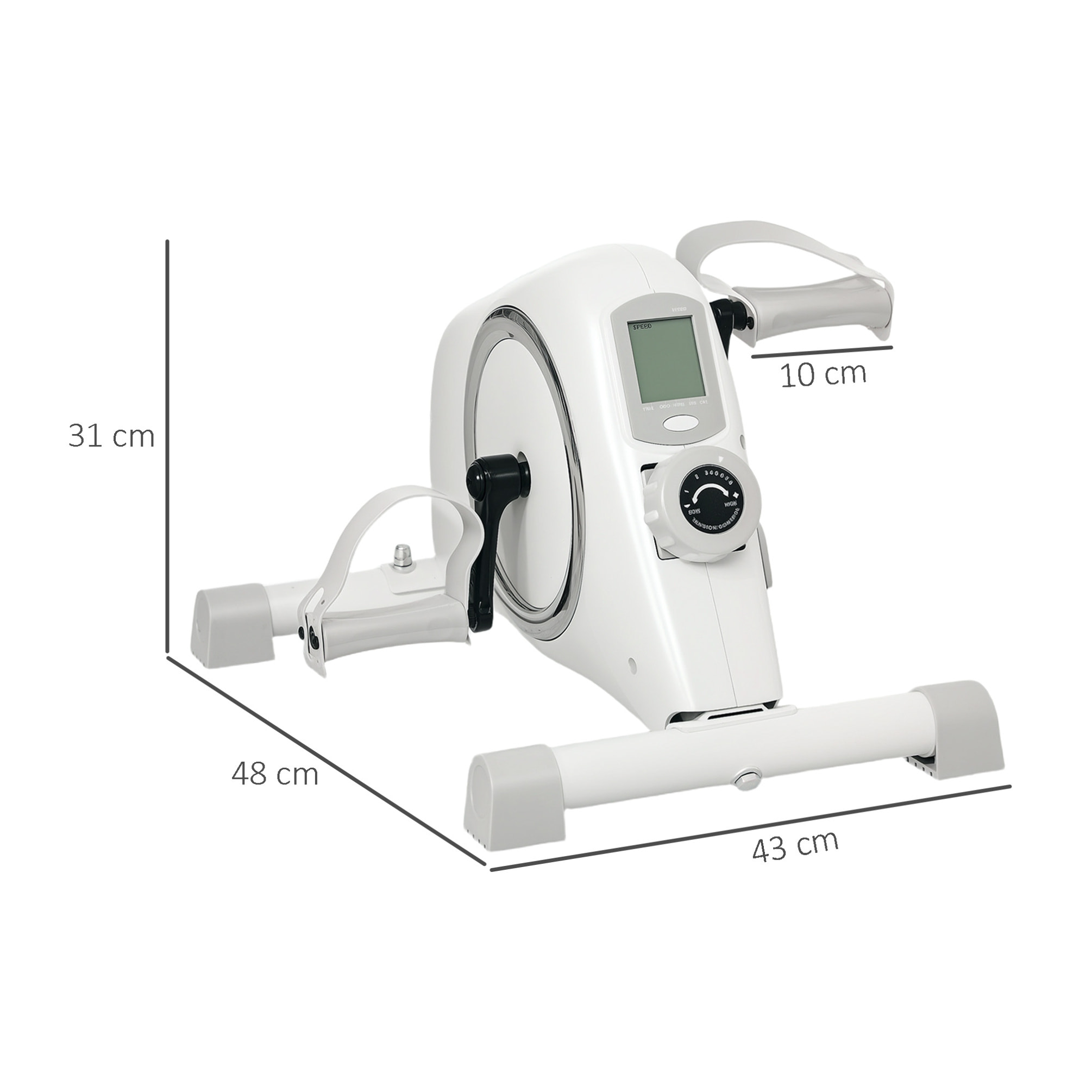 Pedales Estáticos Mini Bicicleta Estática con Resistencia Magnética de 8 Niveles Pantalla LCD y Pedales Antideslizantes para Ejercitar Brazos y Piernas Pedaleador para Casa Oficina Blanco