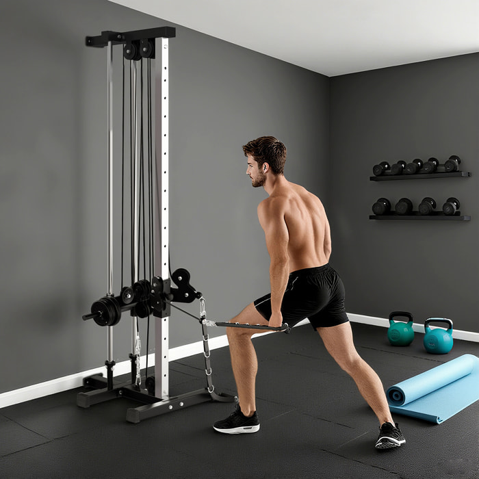 Máquina Polea Alta y Baja de Pared, de Doble Polea Ajustable en 15 Posiciones, Máquina de Musculación, Multifunción Lat Pulldown para Entrenamiento de Fitness en Gimnasio, Casa