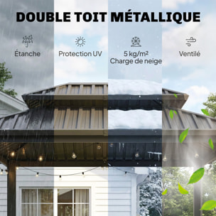 Abri pour barbecue métal aluminium - pergola - 2,31 x 1,65 x 2,46 m - noir