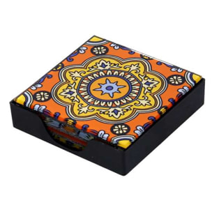 Sottobicchiere in vetro confezione da 4 pezzi assortiti arancione quadro cm10x10x0,6