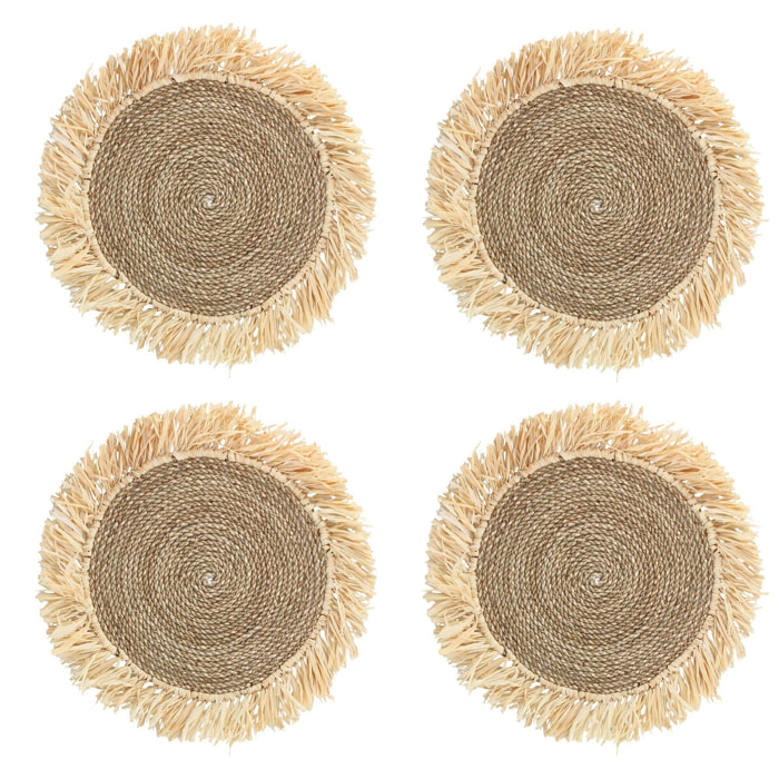 LOT DE 4 SETS DE TABLE EN RAPHIA NATUREL -OAXA