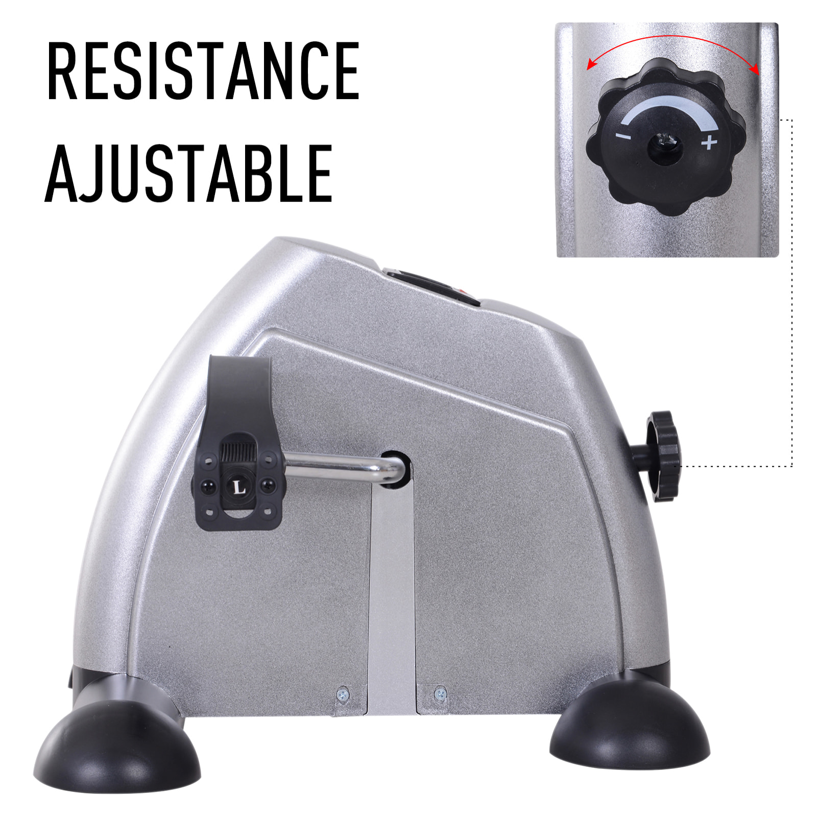 Mini vélo d'appartement pour jambes bras appareil de fitness avec écran LCD dim. 39L x 40l x 31H cm argenté