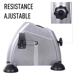Mini vélo d'appartement pour jambes bras appareil de fitness avec écran LCD dim. 39L x 40l x 31H cm argenté
