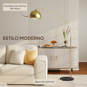 Lámpara de Pie Arco Moderna, Lámpara de Lectura de Pie 40 W para Bombilla E27 con Altura y Longitud Ajustable, Interruptor de Pie, para Salón, Dormitorio, Oficina, 110-115x35x170-180 cm, Dorado