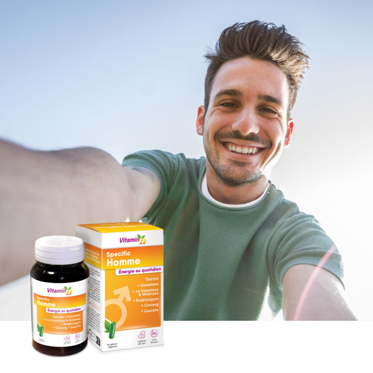 VITAMIN'22 - Specific Homme - Complément alimentaire à base de 14 vitamines et minéraux - Répondre aux besoins spécifique de l'homme - Sans gluten - Fabriqué en France - Lot de 2 produits