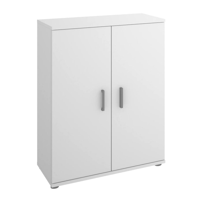 Armadio multiuso Serles, Mobile multifunzione portascarpe, Armadietto a 2 ante, 61x35h80 cm, Bianco