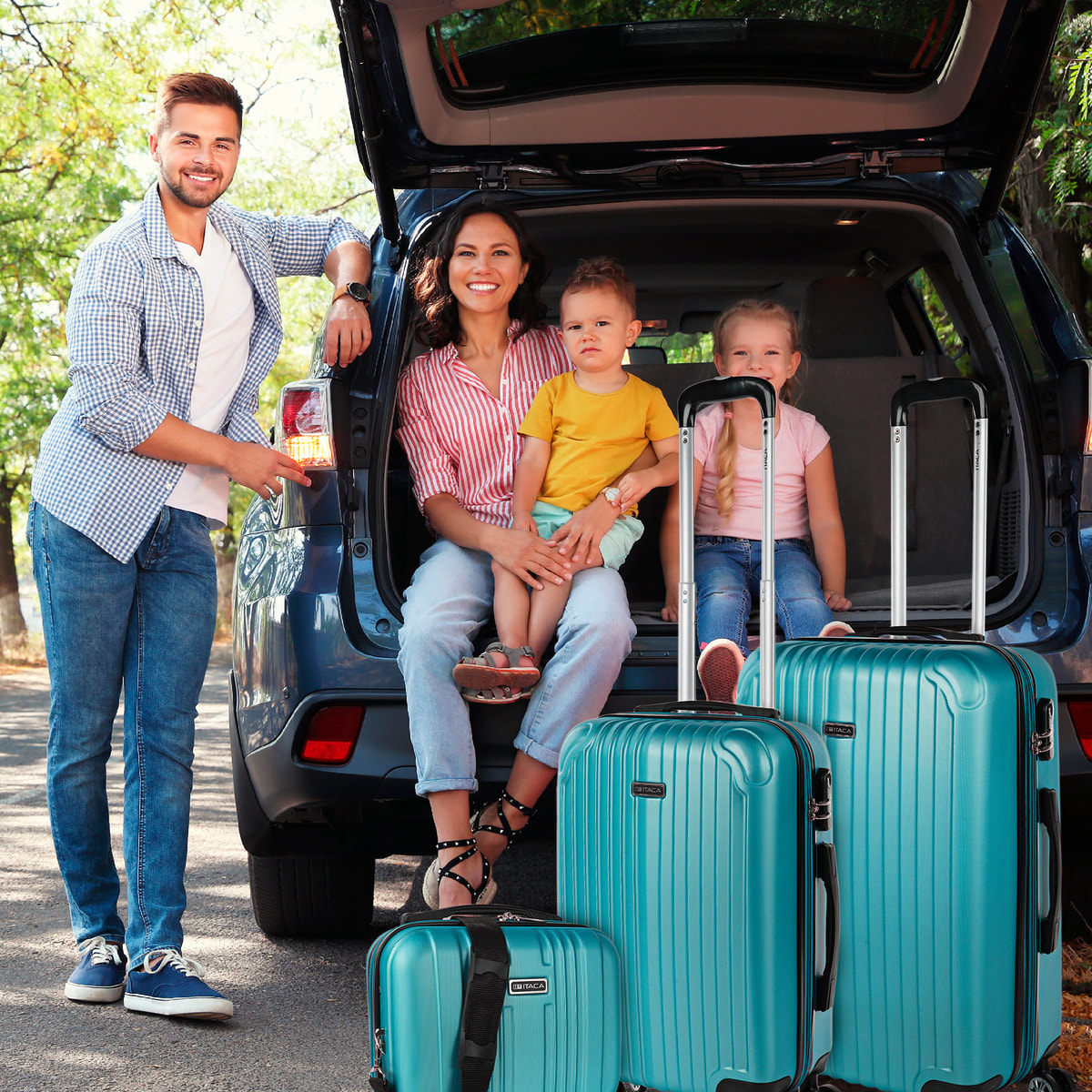 Juego De Maletas Rígidas Abs Itaca Sevron Verde Menta