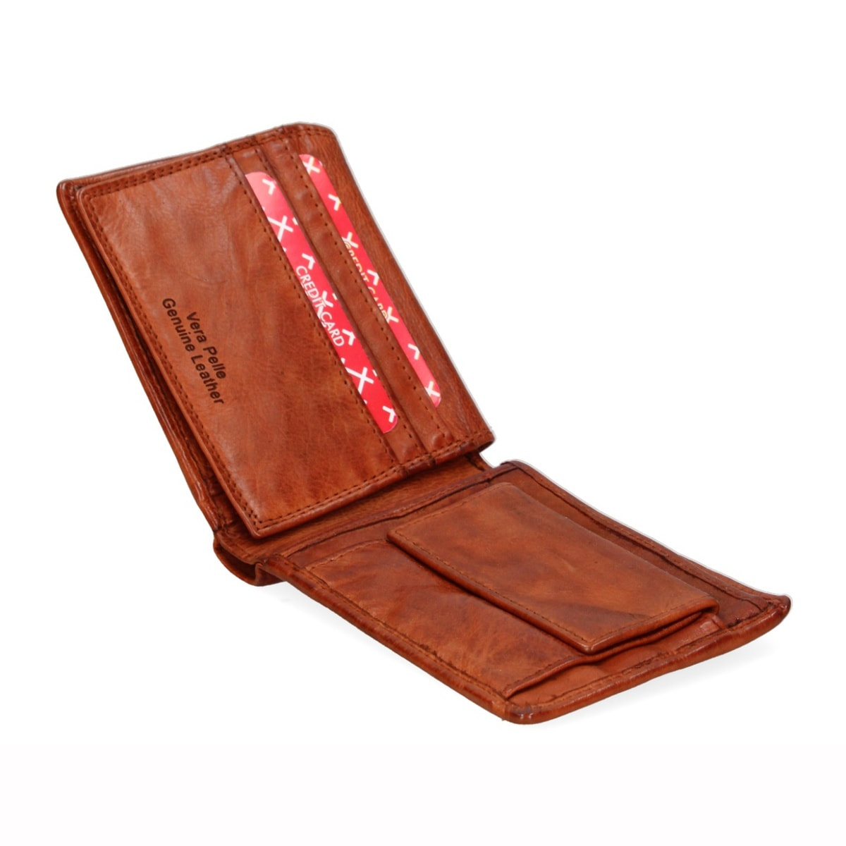 Portafoglio da uomo in vera pelle - Modello False - Casual - 12.0 x 9.0 x 2.0 cm