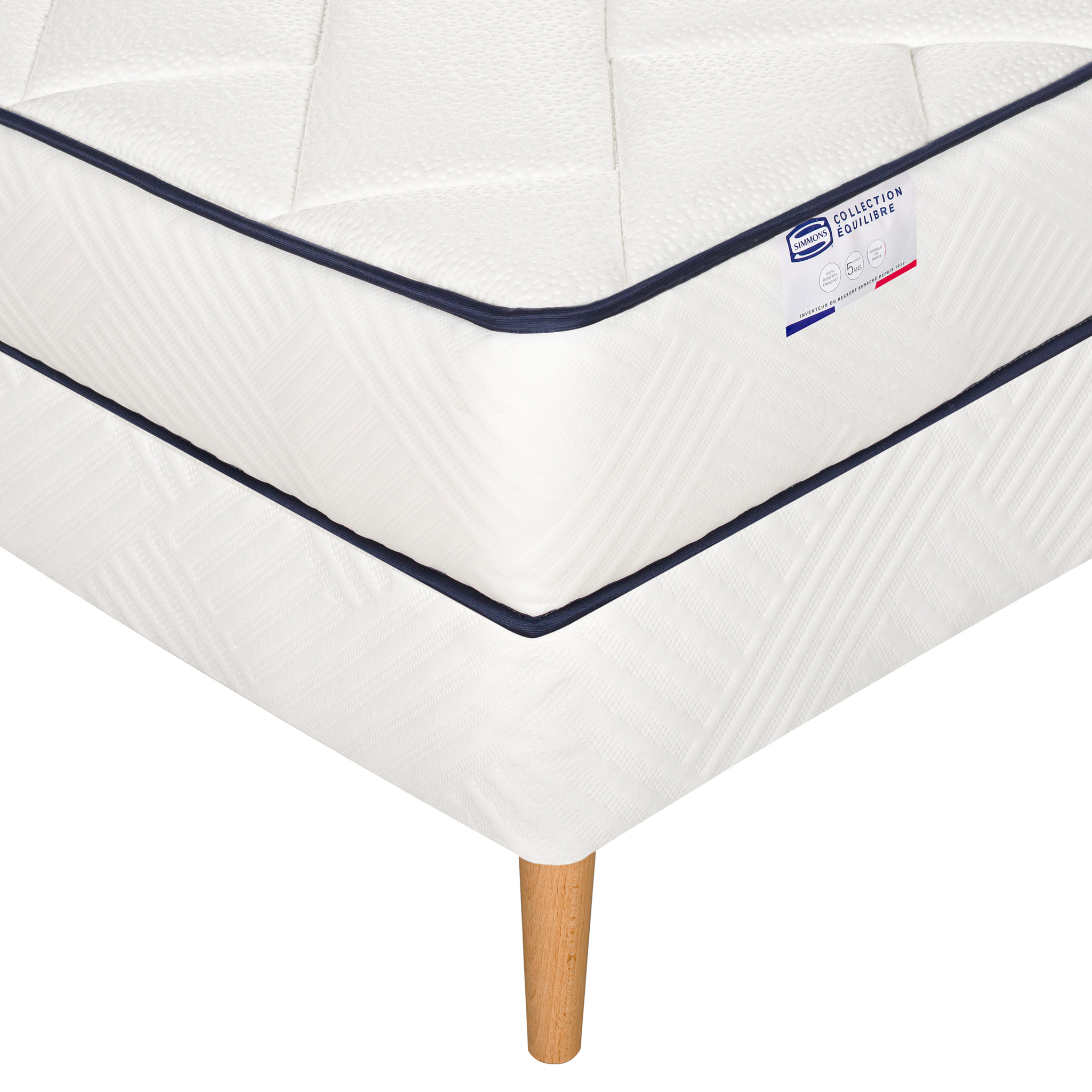 Ensemble L'EVIDENT, matelas ressorts ensachés , ferme, H23 + sommier