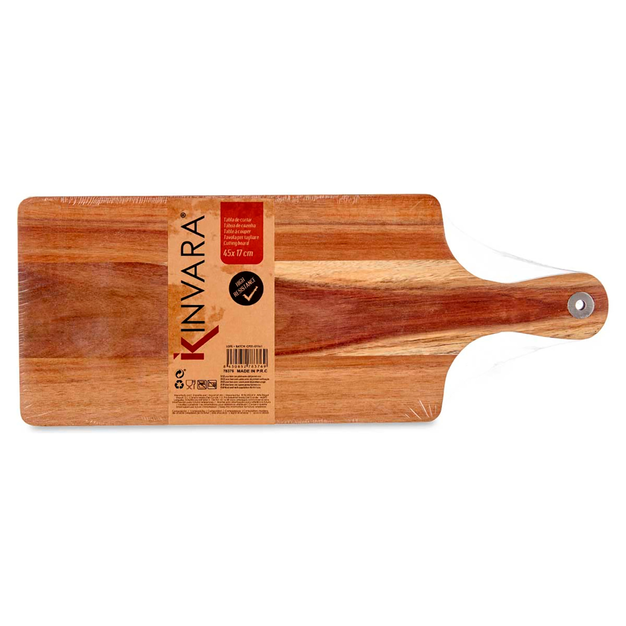 TABLA CORTAR MADERA BORDE BLANCO 45CM