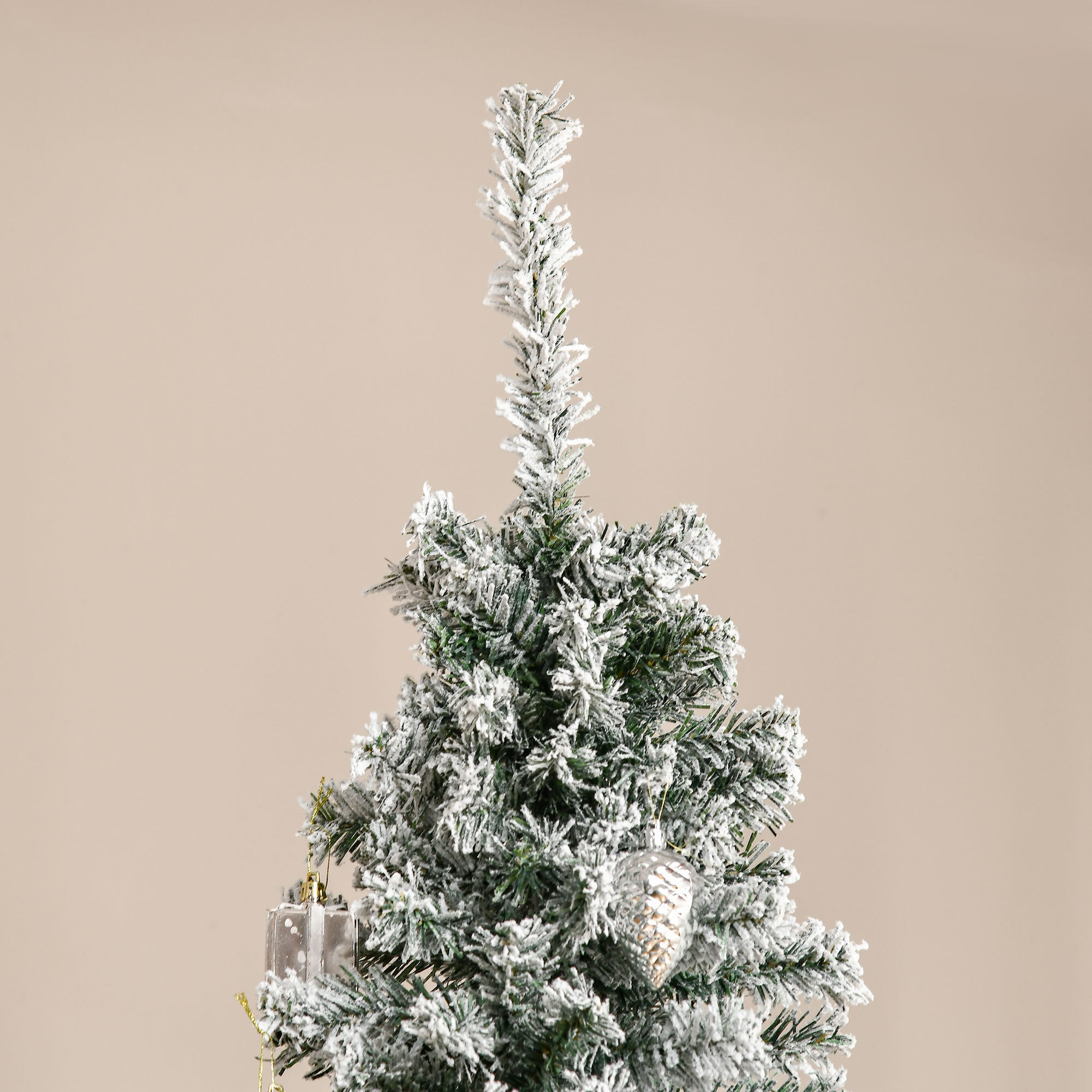 Árbol de Navidad 225 cm Árbol de Navidad Artificial Nevado con 738 Ramas y Soporte de Metal Árbol Navideño para Salón Verde y Blanco