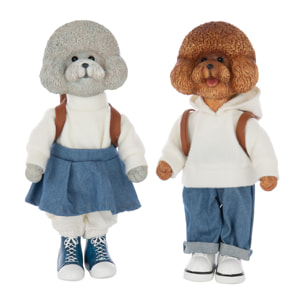 J-Line figurine Caniche Manteau + Sac - polyrésine - mix - large - 2 pièces