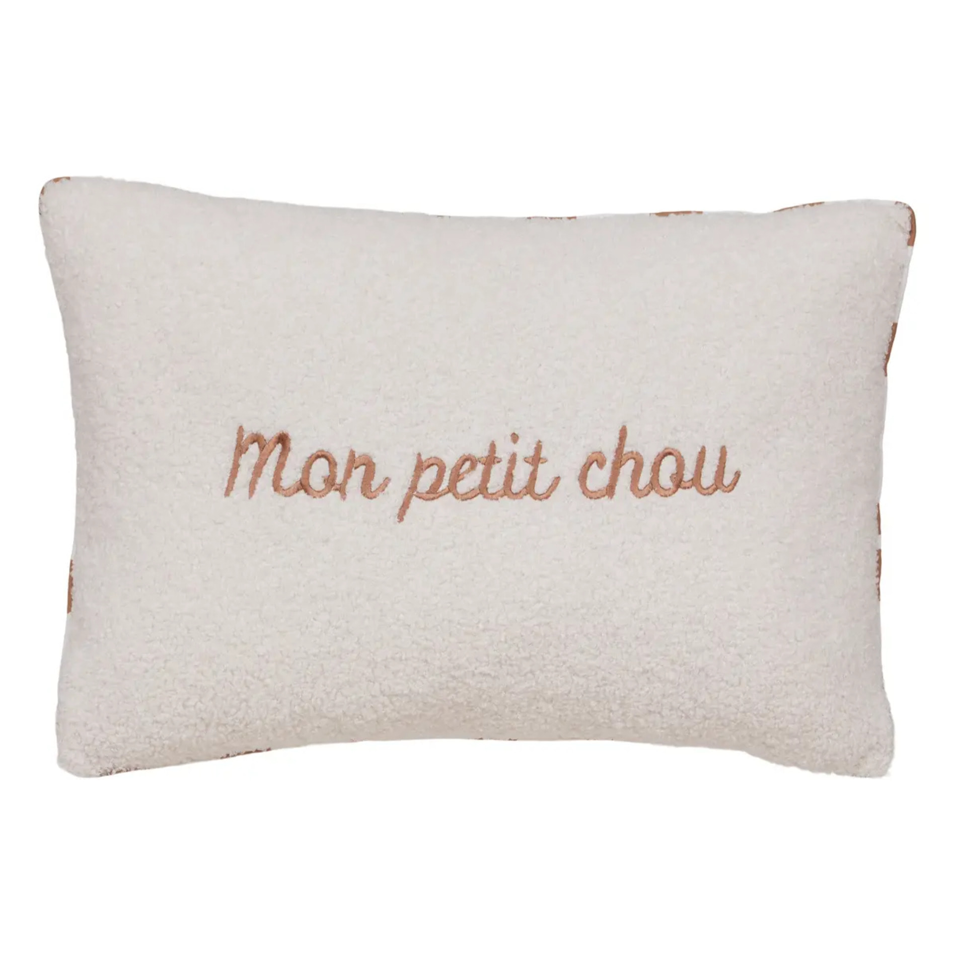 Coussin reversible bouclette/rayures Jaiko 38x58cm blanc et orange