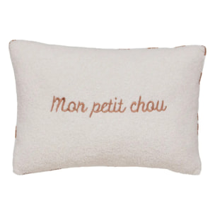 Coussin reversible bouclette/rayures Jaiko 38x58cm blanc et orange
