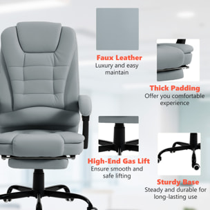 Fauteuil de bureau direction massant inclinable réglable repose-pied coussin lombaires synthétique gris