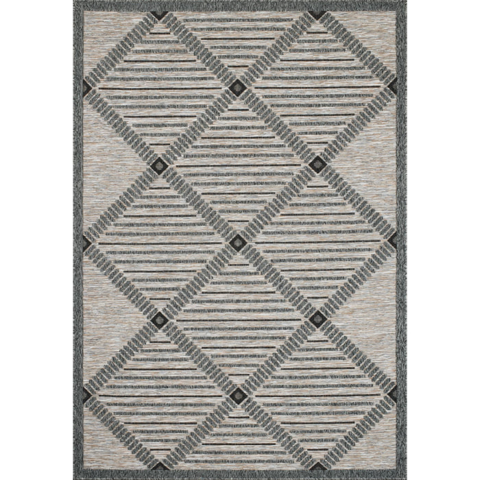 ACAPULCO - tapis intérieur extérieur motif géométrique gris