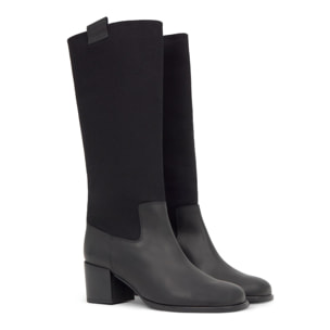 Bota de tacón Naomi en cuero y lona sin cierre