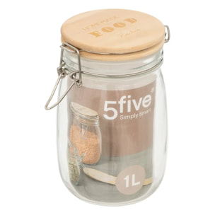 Bocal verre couvercle pin "Wording" 1L
