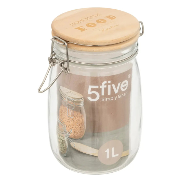 Bocal verre couvercle pin "Wording" 1L