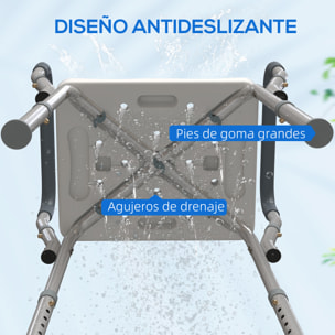 Taburete de Ducha Silla Ducha Personas Mayores con Altura Regulable Silla para Ducha de Aluminio Antideslizante Carga 150 kg para Ancianos y Discapacitados