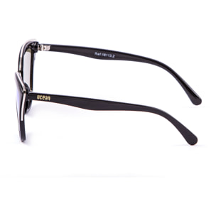 Gafas de sol OCEAN CAT EYE - Negro brillante y metal plateado brillante / Plana de pc ahumada con espejo plateado real
