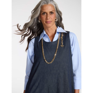 Elena Mirò - Abito in Chambray senza maniche - Blu