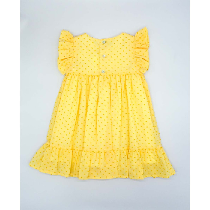 VESTIDO CUERPO FRUNCIDO PLUMETI AMARILLO