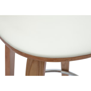 Tabourets de bar design pivotants blancs et bois clair H66 cm (lot de 2) BECK