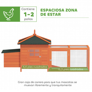 Gallinero de Madera Exterior, Jaula para Gallinas con Nidos, Corral, Bandeja Extraíble, Tapa Abatible, 196x76x97 cm, Naranja